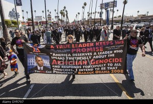 Los Angeles, California, USA. 24th Apr, 2014. Thousands of Armenians march along Hollywood Boulevard to mark the 99th anniversary of the beginning of the Armenian genocide and to call on the Turkish government to recognize the deaths of about 1.5 million