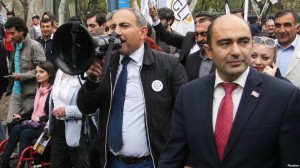 Members of ‘Elq’ Alliance hold their pre-election march in Yerevan, Armenia